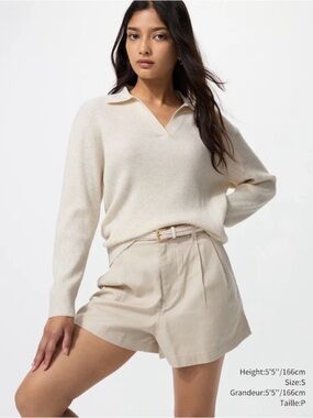 Uniqlo Washable Knit Ribbed Polo Sweater